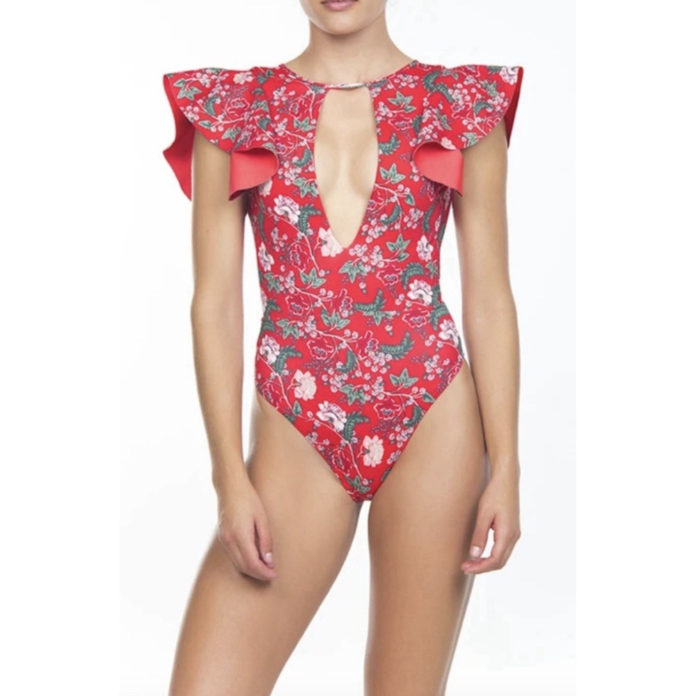 BOAMAR One Piece Swim Sunset Orange Pink Resort Beach Size Small Swimsuit